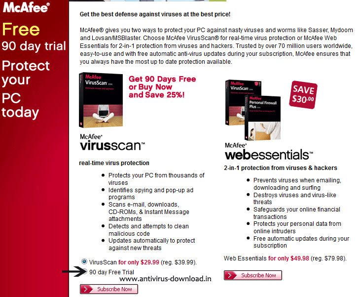 Mcafee antivirus free trial version for windows 7